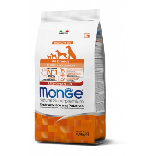 Monge Dog 12 kg Puppy All Breeds Kacsa, rizs & burgonya Monoprotein Speciality Line