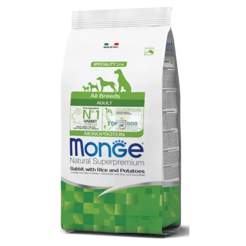 MONGE DOG 2,5 KG Nyúl, Rizs & Burgonya - Monoprotein All Breeds Adult  SPECIALITY LINE