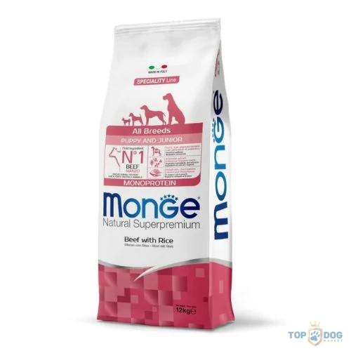 Monge Dog 12 kg Puppy & Junior Marha, Rizs Speciality line All Breeds 