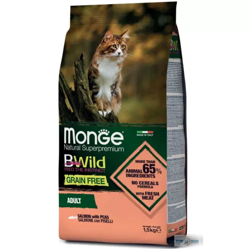 Monge BWild Cat 1,5kg Lazac-borsó
