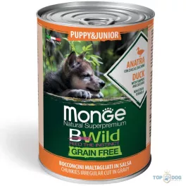 Monge BWild GF 400gr Puppy/Junior Kacsa,s.tök,cukkini
