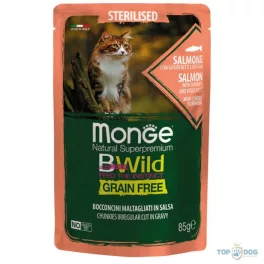   Monge BWild Grain Free Cat 85g Sterilised - Lazac, garnéla és zöldségek