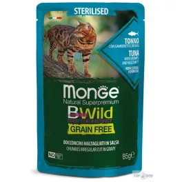   Monge BWild Grain Free Cat 85g Sterilised - Tonhal, Garnéla és zöldségek