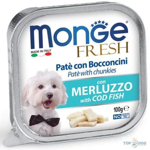 Monge Dog 100gr Fresh Pate&Chunk Tőkehal