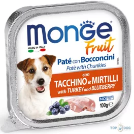 Monge Dog 100g Fruit Paté&Chunk pulyka-áfonya