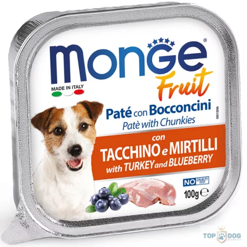 Monge Dog 100g Fruit Paté&Chunk pulyka-áfonya