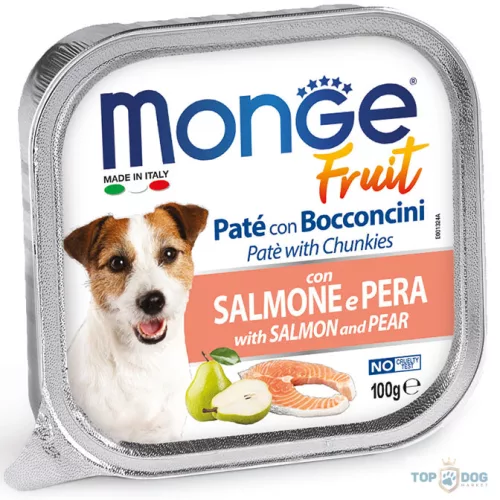 Monge Dog 100g Fruit Paté&Chunk lazac-körte