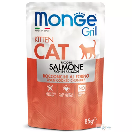 Monge Cat 85gr Grill Pouch Kitten Lazac