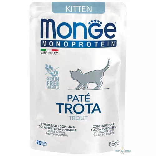 Monge Cat 85gr Paté Kitten pisztráng Monoprotein