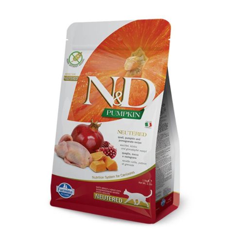 N&D Cat Grain Free Neutered Fürj&Gránátalma Sütőtökkel 1,5kg