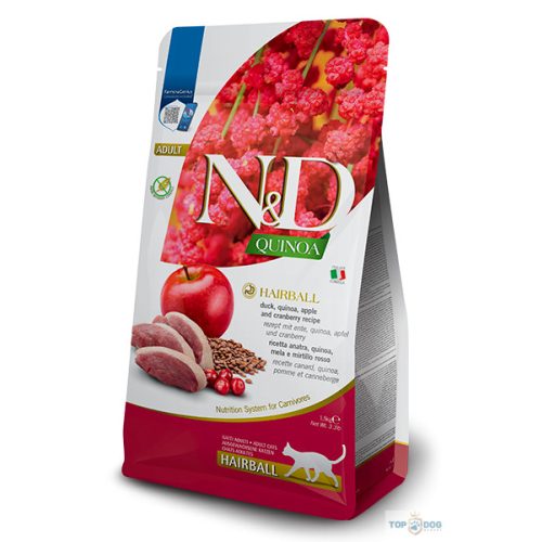 N&D Cat Quinoa  Hairball Adult 300gr (szőrlabdák kialakulásának megelőzésére)