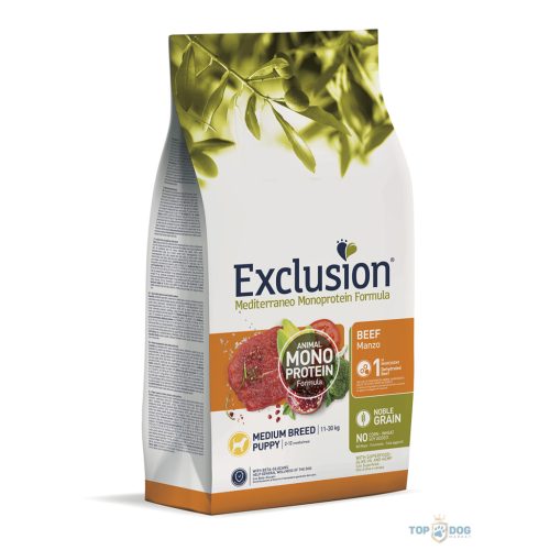 Exclusion Mediterraneo Noble Grain Puppy Beef Medium Breed 12kg
