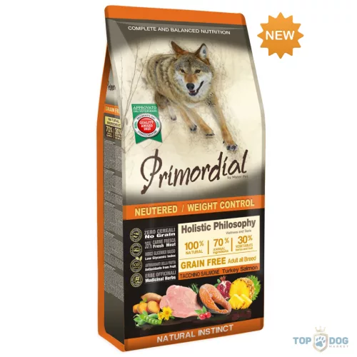 Primordial Grain Free Adult Neutered/Weight Control Turkey&Salmon 2kg