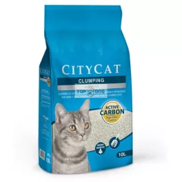 Citycat Csomósodó Fehér Bentonit Active Carbon 10L 