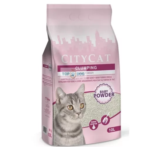 Citycat Csomósodó Fehér Bentonit Baby Powder 10L 