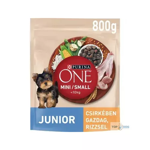 PURINA ONE Mini Junior csirkében gazdag száraz eledel kölyökkutyáknak 800gr