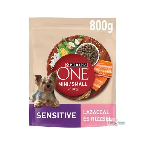 PURINA ONE Mini Sensitive lazaccal száraz eledel felnőtt kutyáknak 800gr