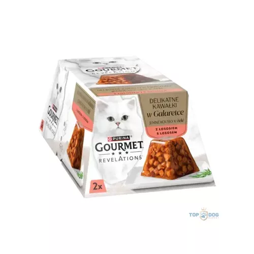 GOURMET Revelations lazaccal zselében nedves macskaeledel 2x57gr