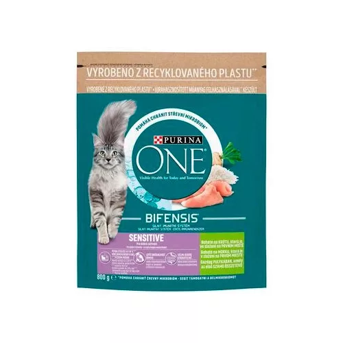 PURINA ONE 750gr Sensitive pulykában és rizsben gazdag száraz eledel felnőtt macskáknak