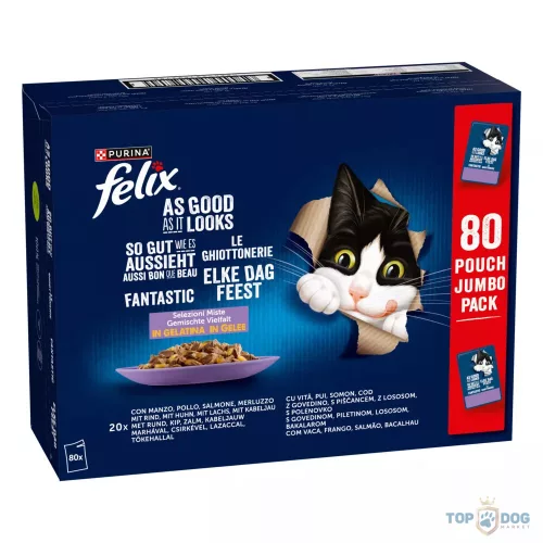 Felix Fantastic 80x85g vegyes válogatás aszpikban nedves macskaeledel 