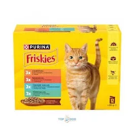   FRISKIES 12X85G  válogatás (Marha - Csirke - Tonhal - Tőkehal)