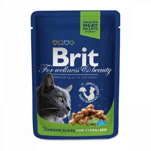 Brit Premium Cat Sterilized csirkeszeletekkel alutasakos 100g
