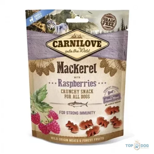 Carnilove Dog Jutalomfalat Crunchy Mackerel&raspberries - Makréla málnával 200g
