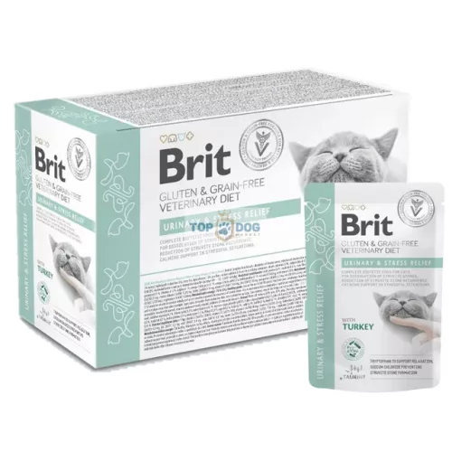 Brit VD Cat 85gr Urinary and Stress (alsó húgyúti betegségekben, húgyhólyag-gyulladás, struvit kövekben szenvedő cicák számára fejlesztették ki)