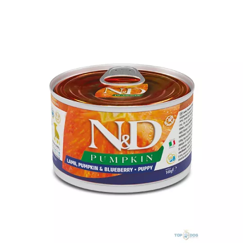 N&D Pumpkin Dog konzerv bárány&áfonya sütőtökkel Puppy mini 140gr