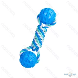   Kötélből készült kutyajáték TPR dupla labdával 23*6cm NB Kék, Menta, Rózsaszín