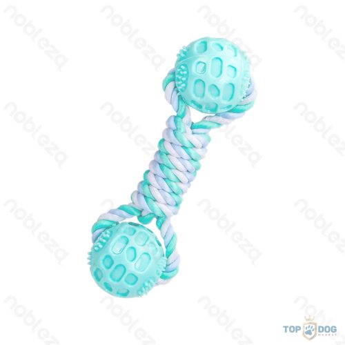 Kötélből készült kutyajáték TPR dupla labdával 23*6cm NB Kék