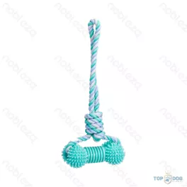   Kötélből készült kutyajáték TPR csont alakú játékkal 33cm NB almazöld, kék, rózsaszín