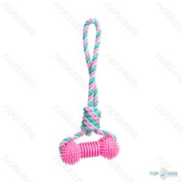   Kötélből készült kutyajáték TPR csont alakú játékkal 33cm NB Rózsaszín