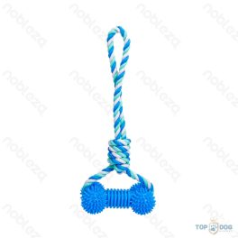   Kötélből készült kutyajáték TPR csont alakú játékkal 33cm NB kék