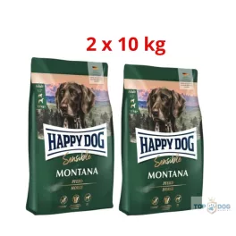 Happy Dog 2x10kg Sensible Montana Lóhússal 