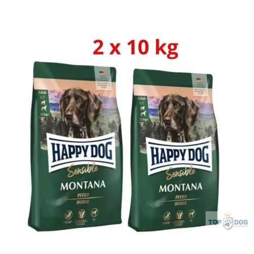 Happy Dog 2x10kg Sensible Montana Lóhússal 