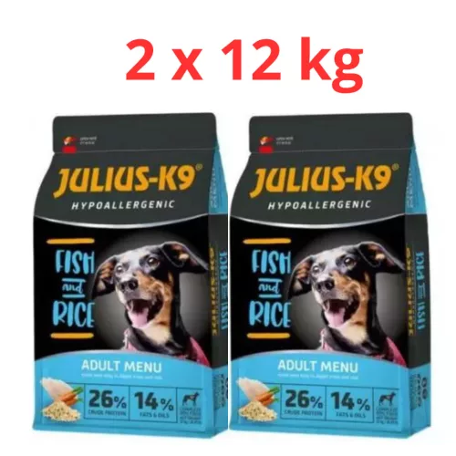 Julius K-9 2x12kg Adult Hypoallergenic Fish & Rice 