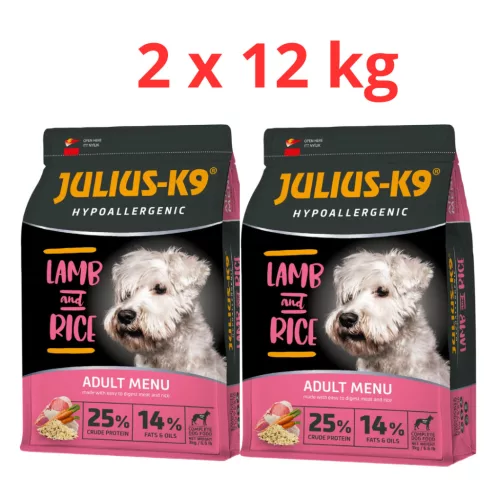 Julius K-9 2x12kg Adult Hypoallergenic Lamb & Rice 