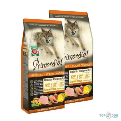 Primordial 2x12kg Grain Free Adult Neutered/Weight Control Turkey&Salmon 