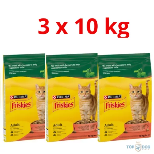 FRISKIES 3x10kg marha ,csirkével és zöldségekkel száraz eledel felnőtt macskáknak