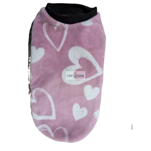 Wellsoft Rózsaszín fehér szivecskés pulcsi L 40cm