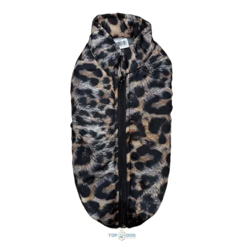 XS Leopárd mintás cipzáros télikabát 25cm
