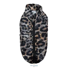S Leopárd mintás cipzáros télikabát 30cm