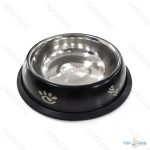  Fém tál gumitalppal kutyáknak fekete 21cm 
