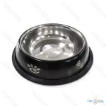  Fém tál gumitalppal kutyáknak fekete L 22,5cm 